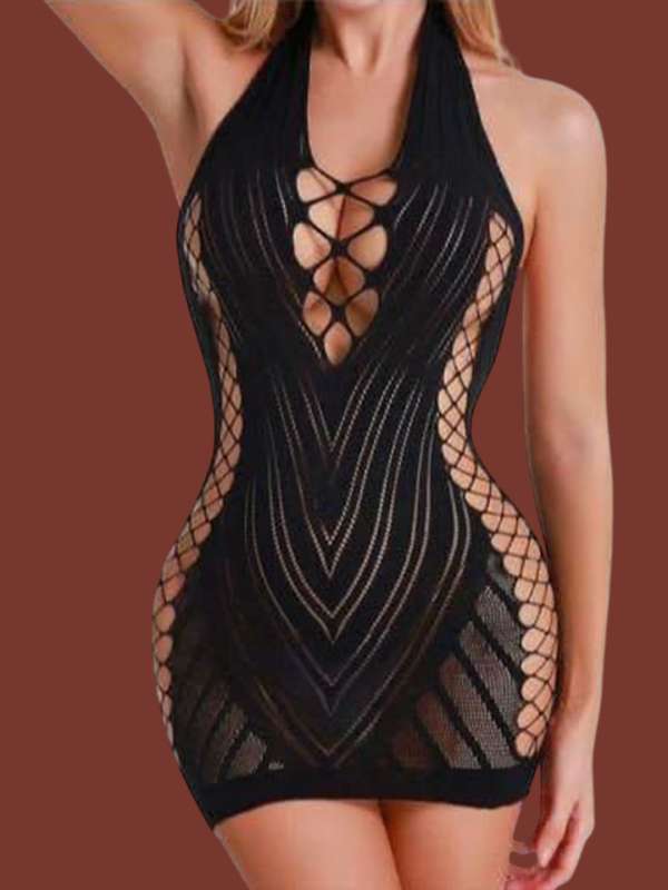 Women's Polyamide Spandex Mix Solid Above knee Babydoll Nightdress